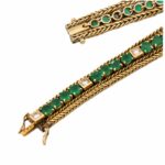 Smaragd Armband 20cm ca. 0,36 ct Diamanten Gelbgold 750/ 18K - Bild 2 Vorschau
