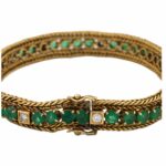 Smaragd Armband 20cm ca. 0,36 ct Diamanten Gelbgold 750/ 18K - Bild 3 Vorschau