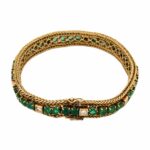 Smaragd Armband 20cm ca. 0,36 ct Diamanten Gelbgold 750/ 18K - Bild 4 Vorschau