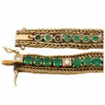 Smaragd Armband 20cm ca. 0,36 ct Diamanten Gelbgold 750/ 18K - Bild 6 Vorschau