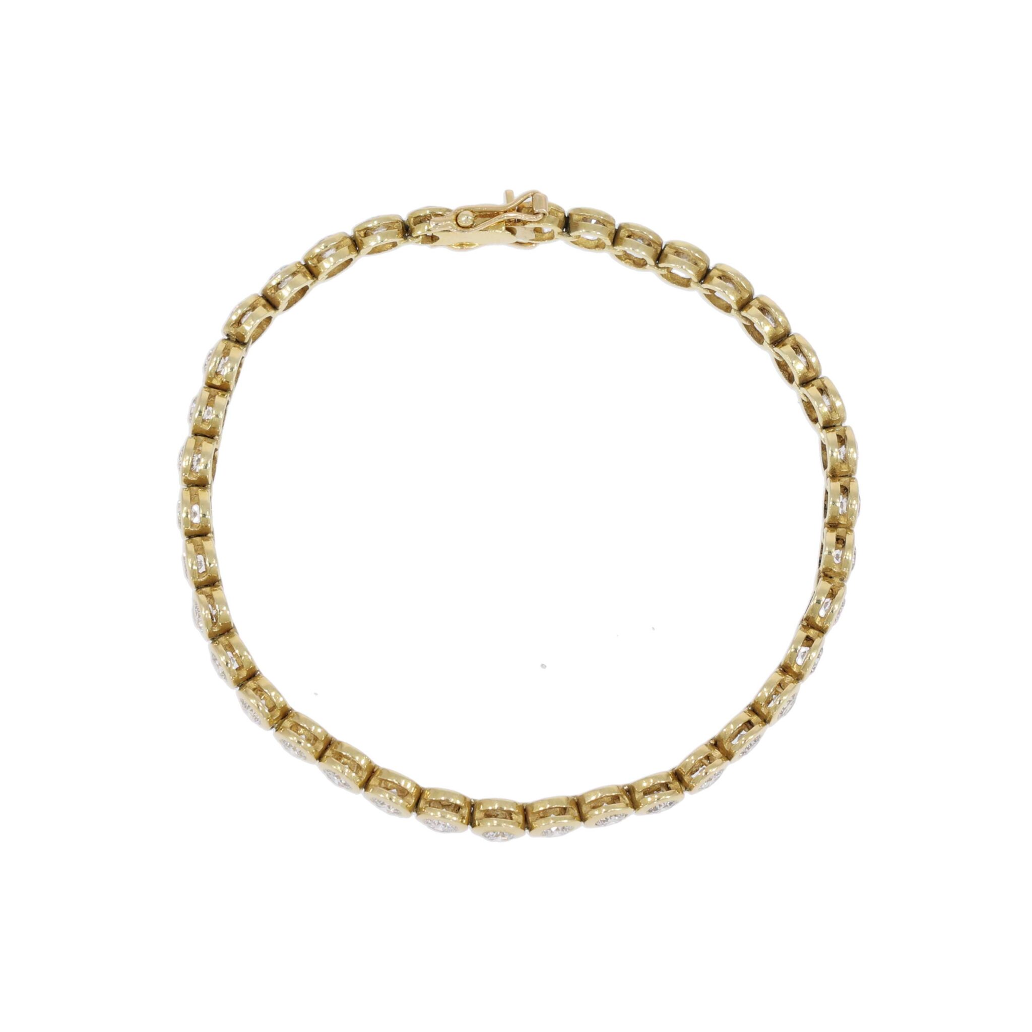Tennisarmband Gelbgold 585 / 14K mit ca. 5,3ct Diamanten - Bild 2
