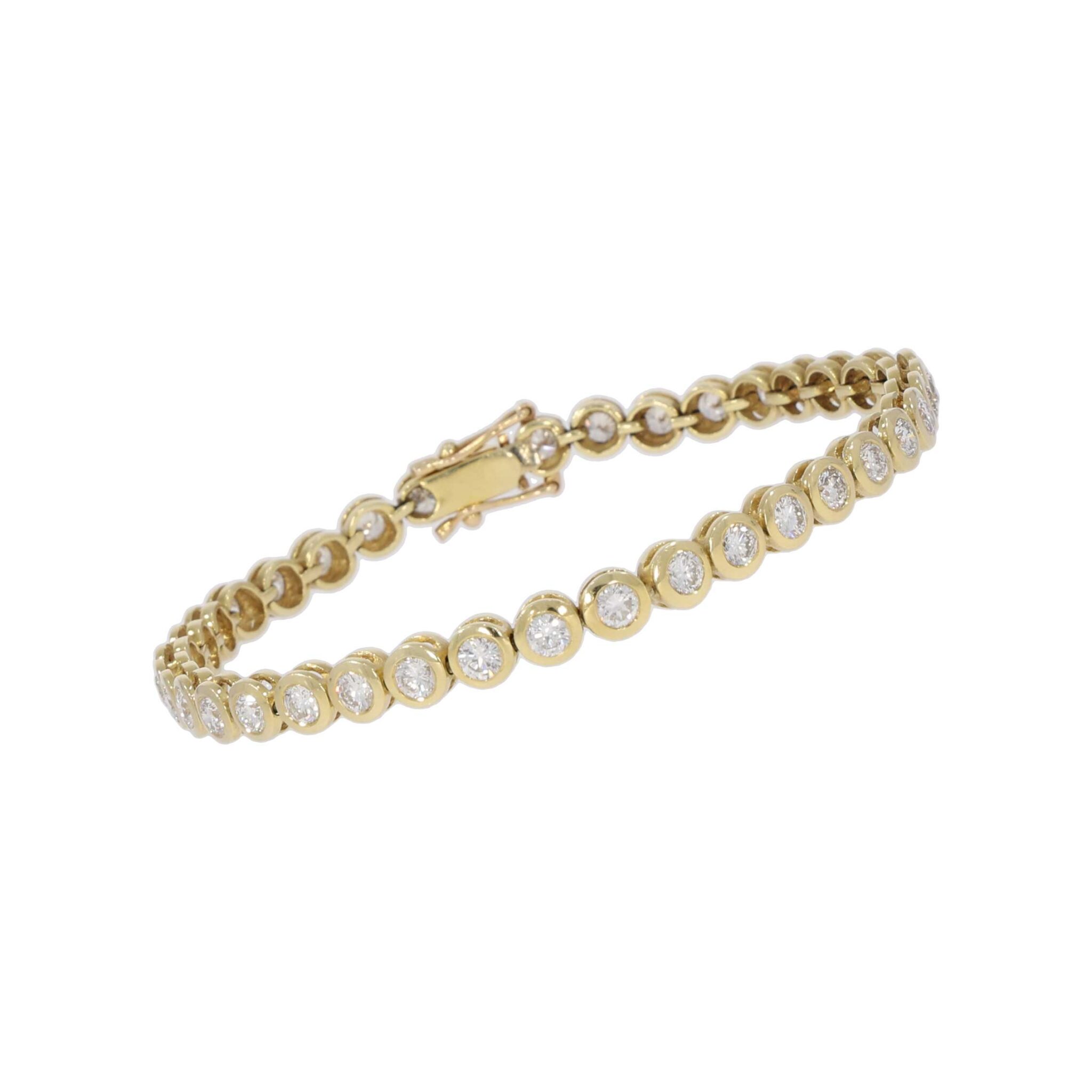 Tennisarmband Gelbgold 585 / 14K mit ca. 5,3ct Diamanten - Bild 3