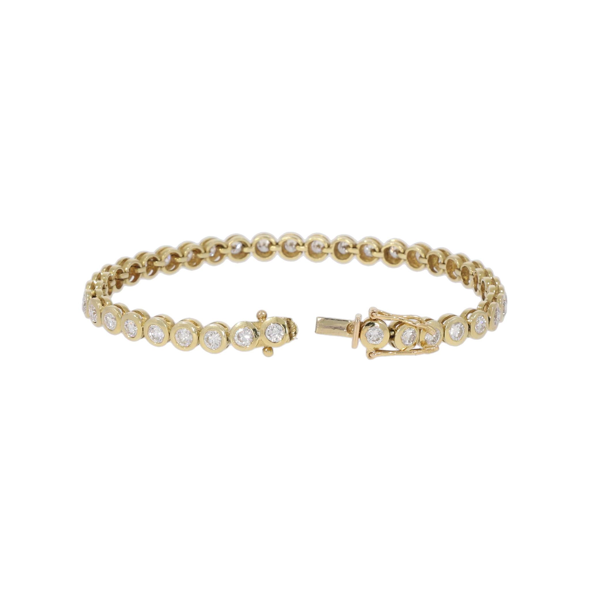 Tennisarmband Gelbgold 585 / 14K mit ca. 5,3ct Diamanten - Bild 4