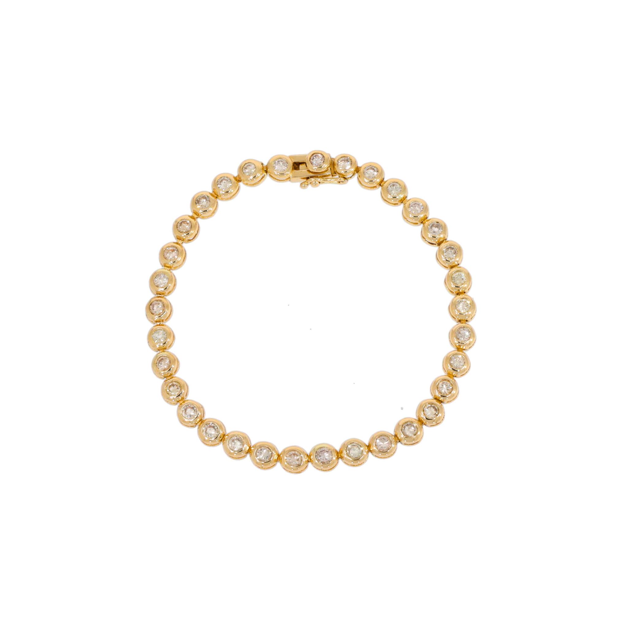 Tennisarmband Gelbgold 750 / 18K mit ca. 4ct Diamanten - Bild 2