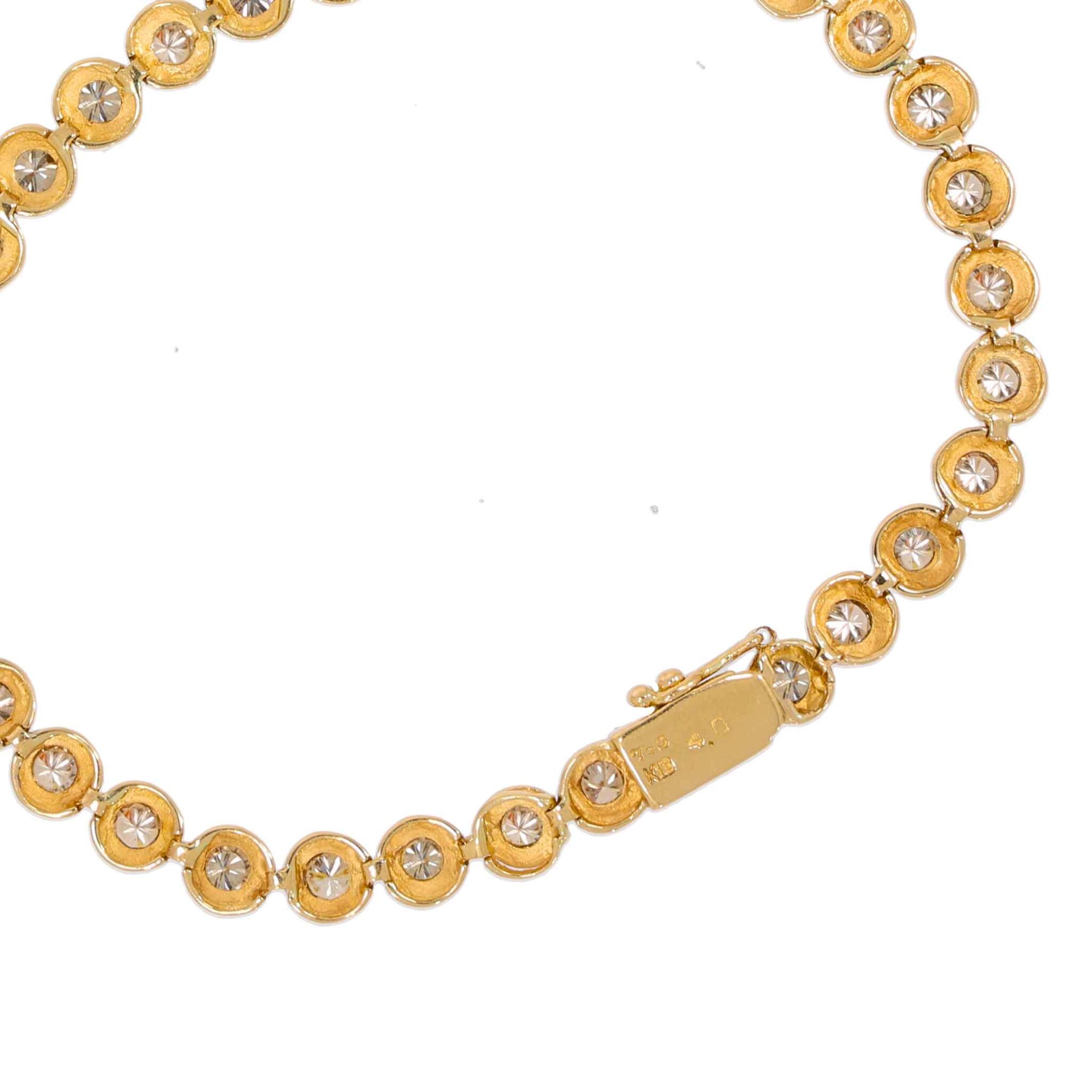 Tennisarmband Gelbgold 750 / 18K mit ca. 4ct Diamanten - Bild 3