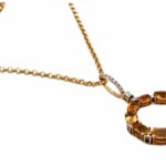 Citrin Kette 48cm ca.0,20ct Diamanten Gelbgold 585/ 14K - Bild 10 Vorschau