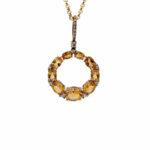 Citrin Kette 48cm ca.0,20ct Diamanten Gelbgold 585/ 14K Vorschau