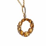 Citrin Kette 48cm ca.0,20ct Diamanten Gelbgold 585/ 14K - Bild 3 Vorschau