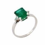 Smaragd Ring Gr.62 ca. 0,24ct Trillanten Weißgold 750/ 18K - Bild 2 Vorschau