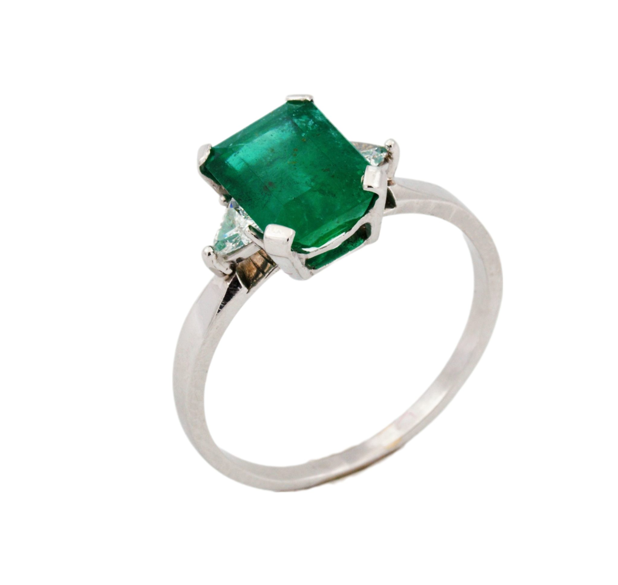 Smaragd Ring Gr.62 ca. 0,24ct Trillanten Weißgold 750/ 18K - Bild 2