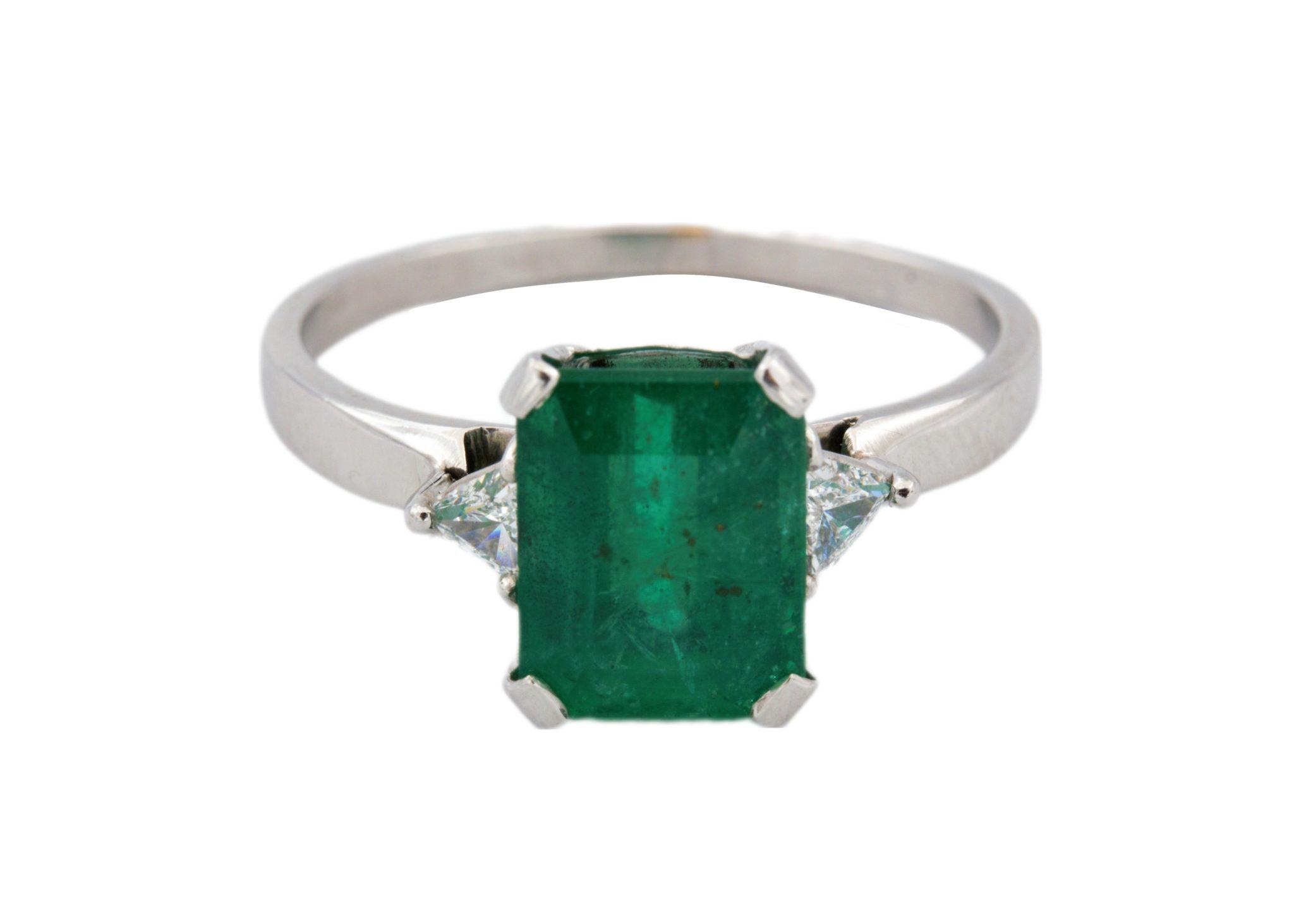 Smaragd Ring Gr.62 ca. 0,24ct Trillanten Weißgold 750/ 18K