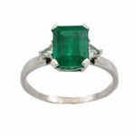Smaragd Ring Gr.62 ca. 0,24ct Trillanten Weißgold 750/ 18K - Bild 7 Vorschau