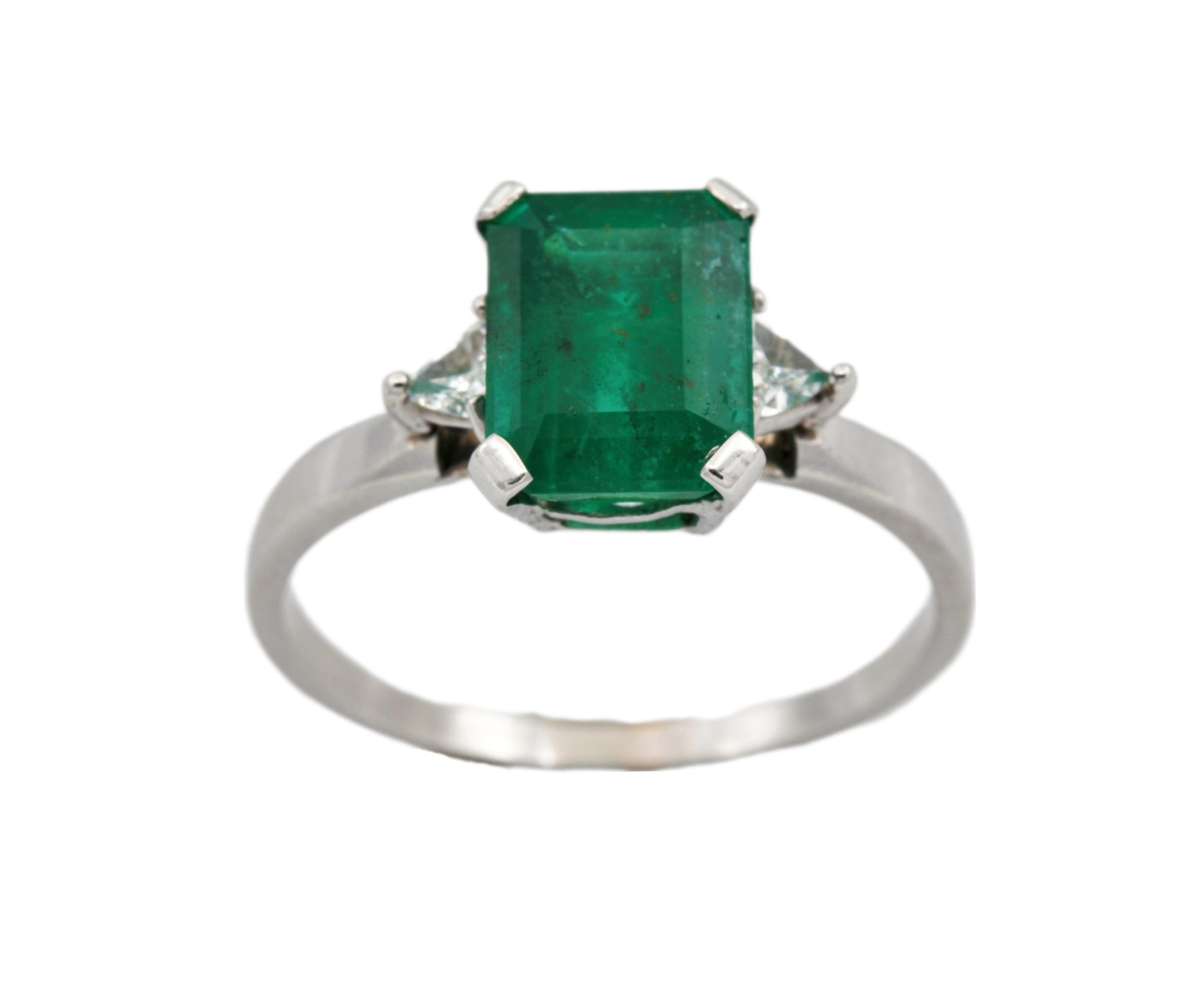 Smaragd Ring Gr.62 ca. 0,24ct Trillanten Weißgold 750/ 18K - Bild 7