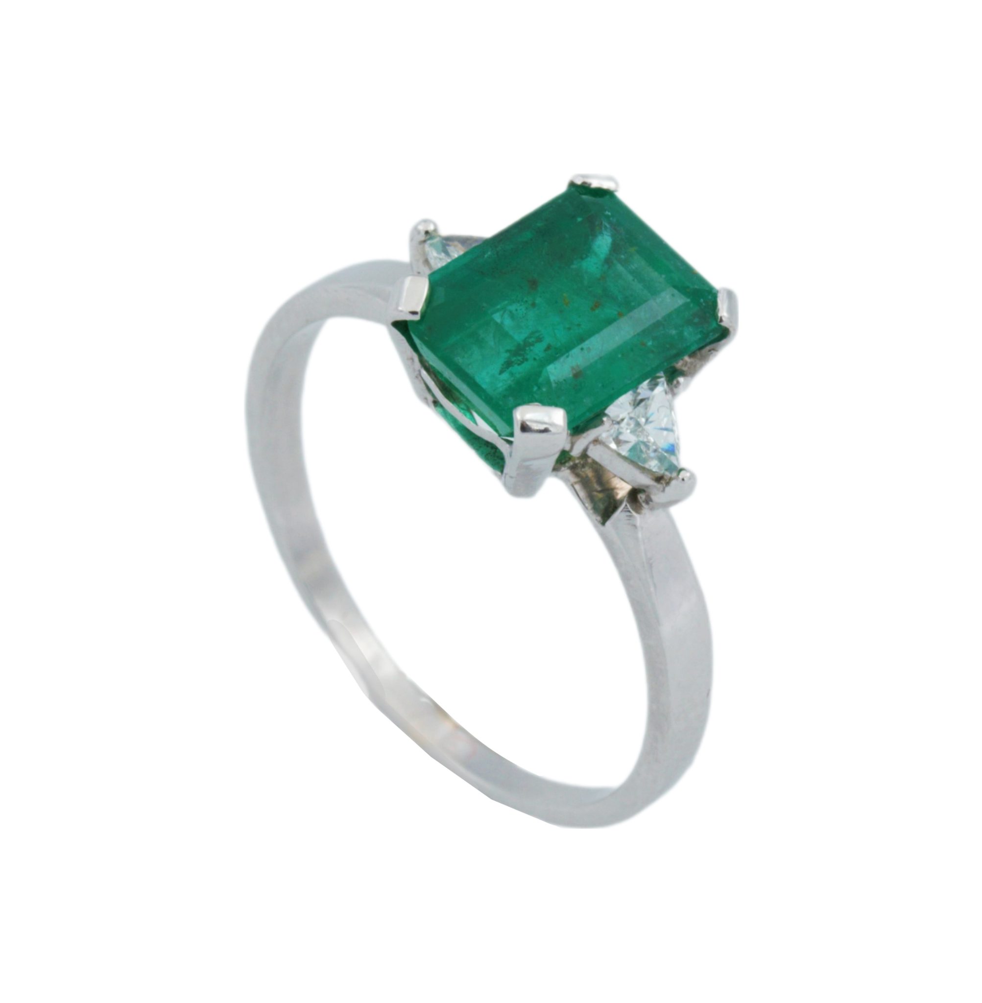Smaragd Ring Gr.62 ca. 0,24ct Trillanten Weißgold 750/ 18K - Bild 8