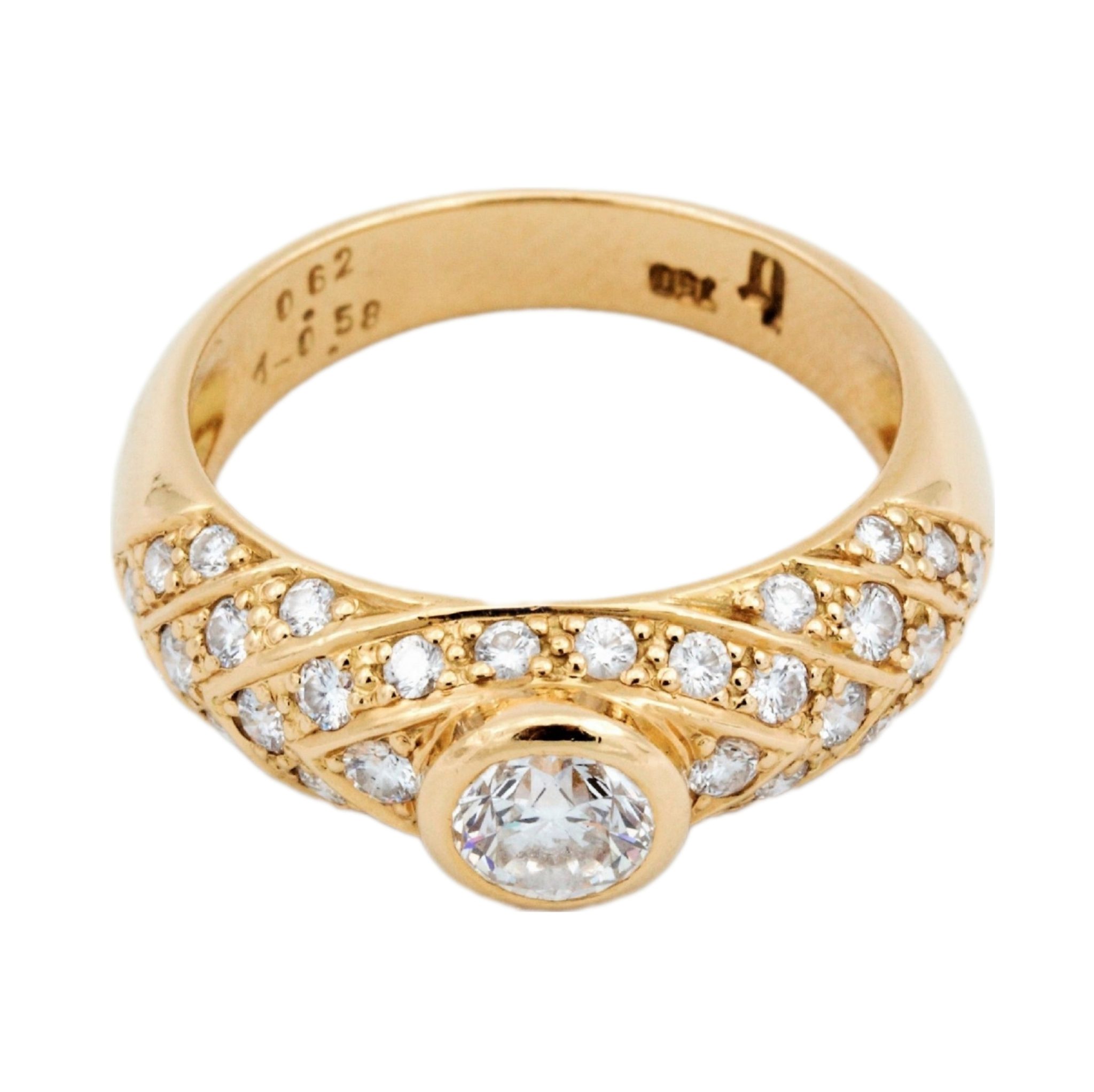 Cocktail Ring Gr.54 ca. 1,2 ct Diamanten Gelbgold 750/ 18K - Bild 2