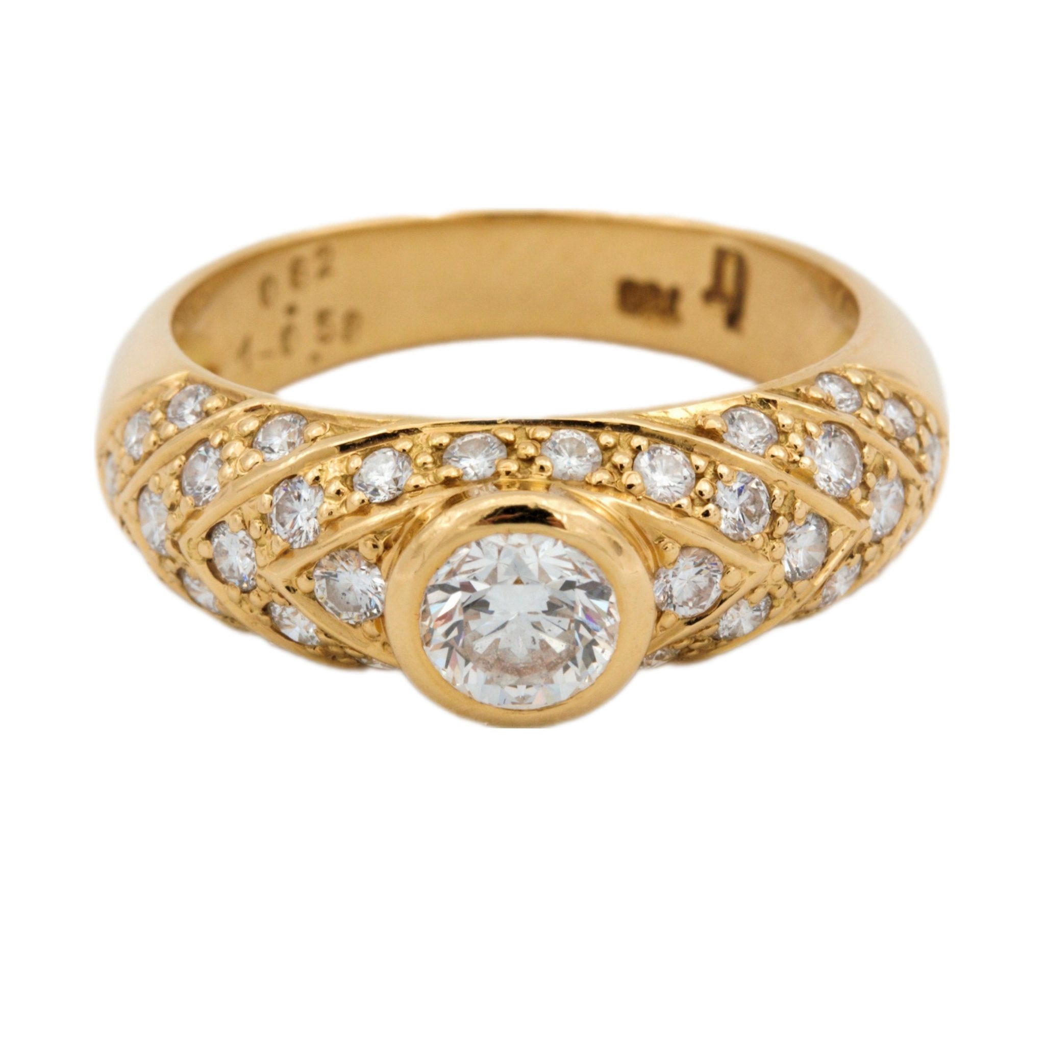 Cocktail Ring Gr.54 ca. 1,2 ct Diamanten Gelbgold 750/ 18K