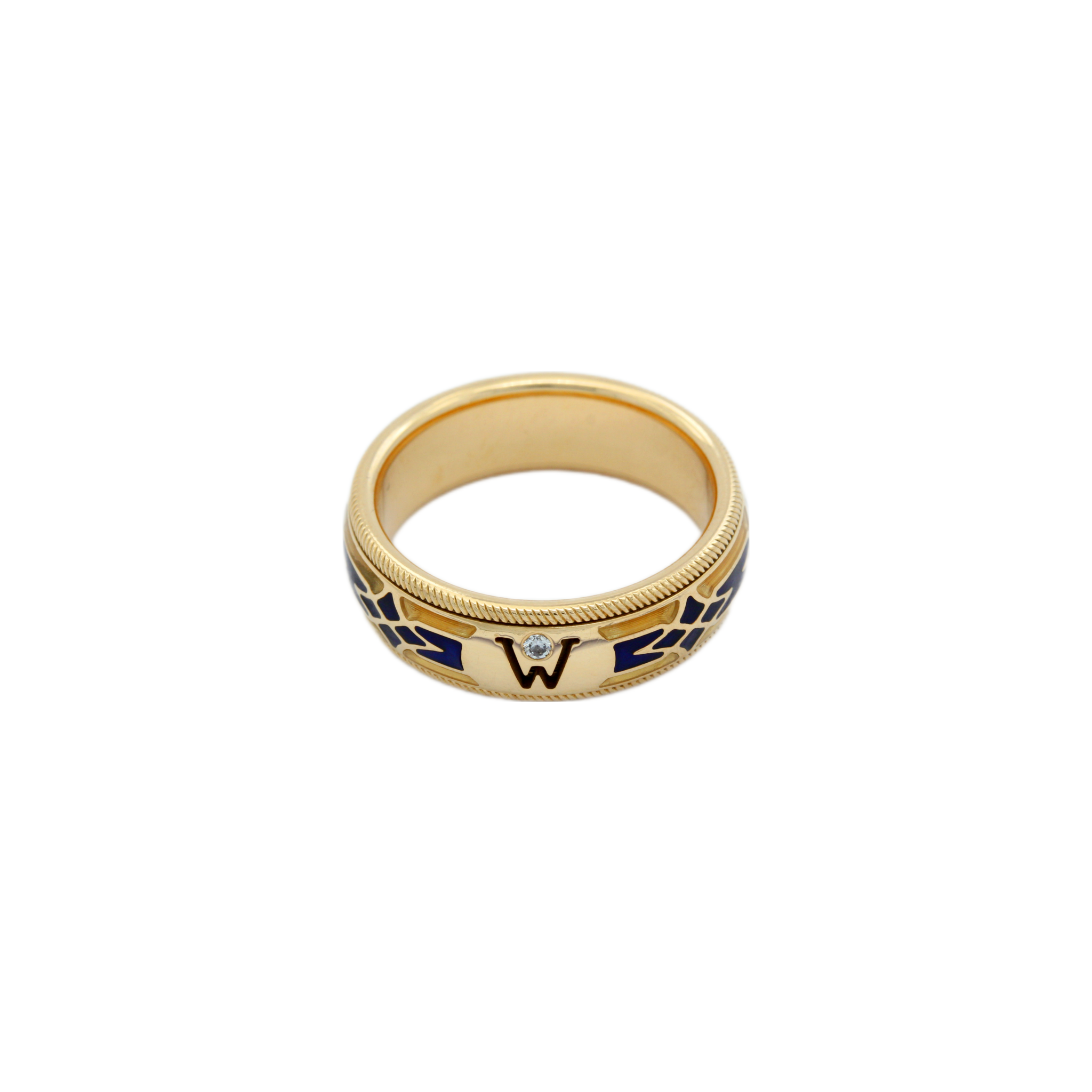 Wellendorff Parillon Ring Gr.59 Gelbgold 750 /18K mit blauen Email und Diamanten - Bild 4