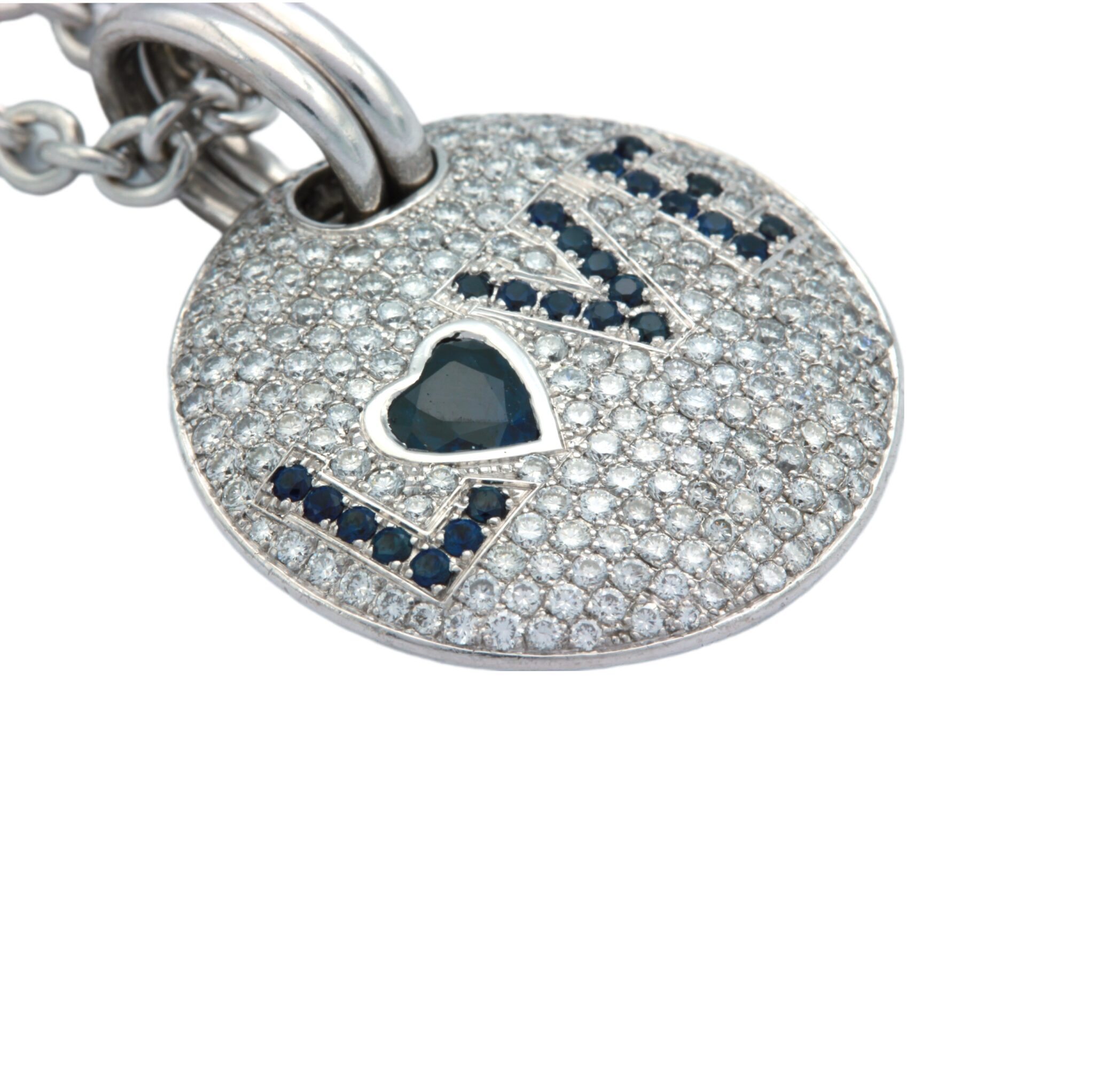 Kette mit Diamant Saphir „Love“ Anhänger Weißgold 750/18K. - Bild 3