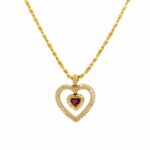 Rubin Diamant Herz Collier Gelbgold 750 / 18 Kt. ca. 1,60 ct. - Bild 2 Vorschau