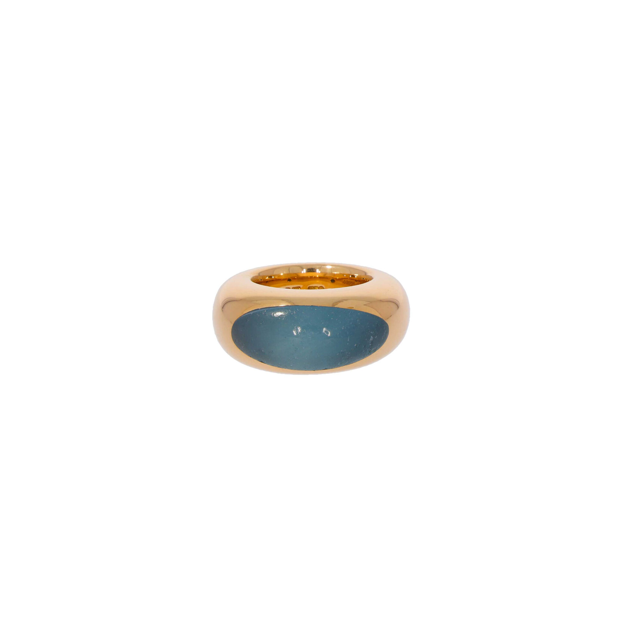 Massiver Bandring von Schubart Gelbgold 750 / 18K mit blauen Topas