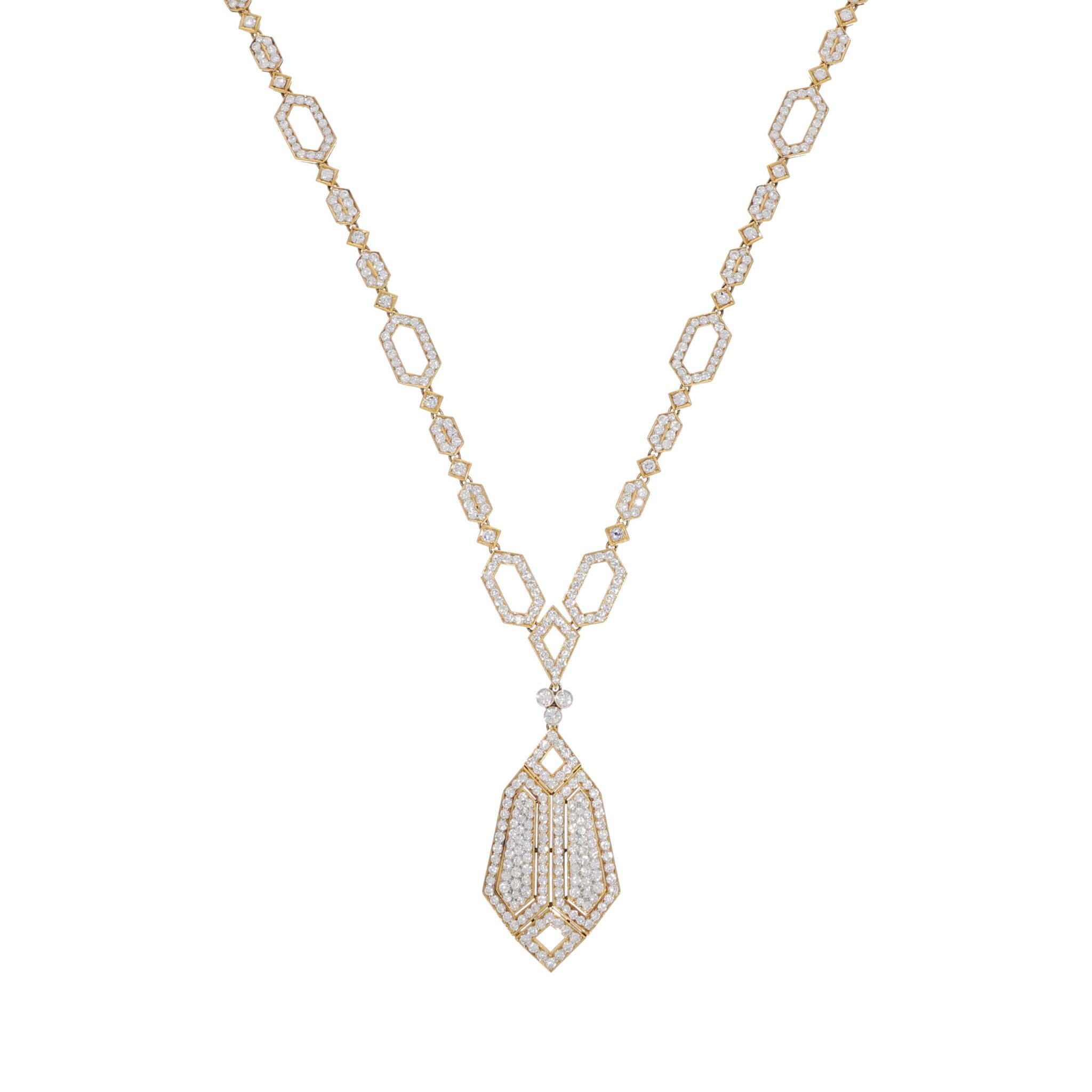 Sautoir Collier Gelbgold 750 / 18K mit ca. 26ct Diamanten