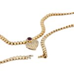 Herzform Collier mit Rubin und Diamanten Gelbgold 585 / 14K - Bild 3 Vorschau