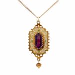 Antik Medallion mit Haarlocke-Amethyst und Emaille Vorschau