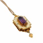 Antik Medallion mit Haarlocke-Amethyst und Emaille - Bild 4 Vorschau