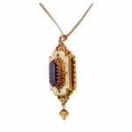 Antik Medallion mit Haarlocke-Amethyst und Emaille - Bild 5 Vorschau