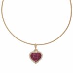 Halsreif mit Herzanhänger Gelbgold 750 / 18K mit ca.1ct Diamanten und Rubinen ca.5ct Vorschau
