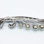 Florale Turmalin Brosche ca. 0,5ct Diamanten Zuchtperlen um 1950/60 Weißgold 18K - Bild 6 Vorschau