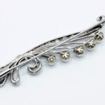 Florale Turmalin Brosche ca. 0,5ct Diamanten Zuchtperlen um 1950/60 Weißgold 18K - Bild 7 Vorschau