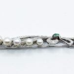 Florale Turmalin Brosche ca. 0,5ct Diamanten Zuchtperlen um 1950/60 Weißgold 18K - Bild 9 Vorschau