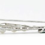 Florale Turmalin Brosche ca. 0,5ct Diamanten Zuchtperlen um 1950/60 Weißgold 18K - Bild 10 Vorschau