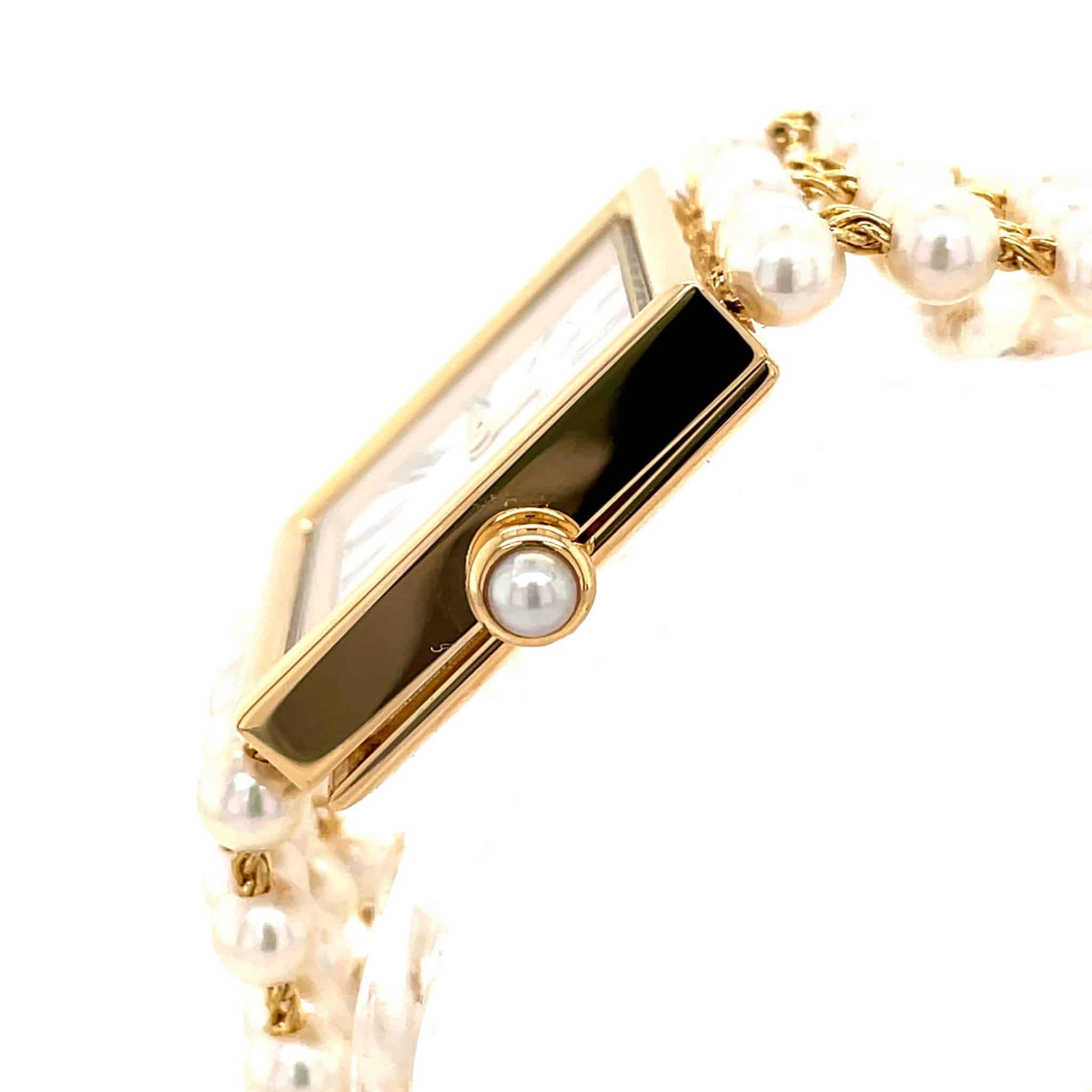 Chanel Mademoiselle 1989 Quarz 750GG Zuchtperlarmband VINTAGE Super Zustand - Bild 5