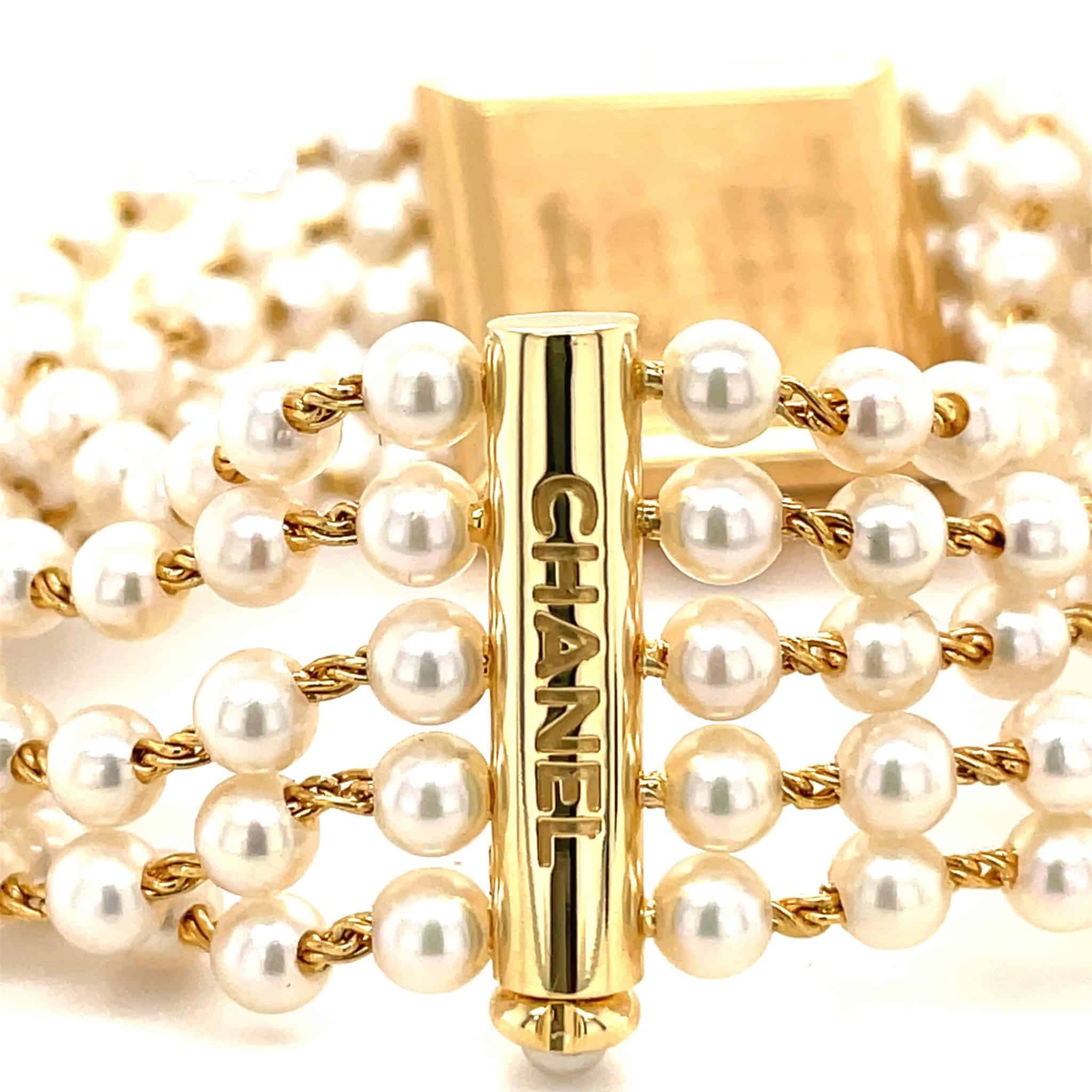 Chanel Mademoiselle 1989 Quarz 750GG Zuchtperlarmband VINTAGE Super Zustand - Bild 4