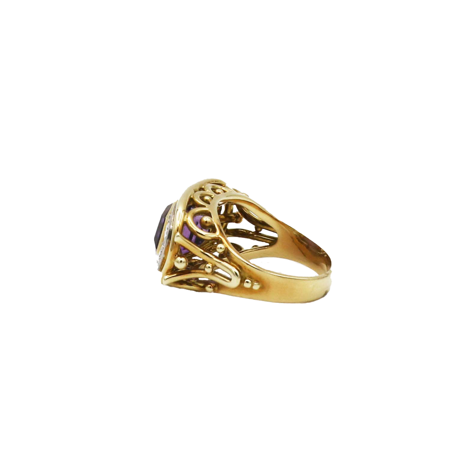 Amethyst Ring Gr.53 Gelbgold 750 / 18K mit ca. 0,24ct Diamanten - Bild 2