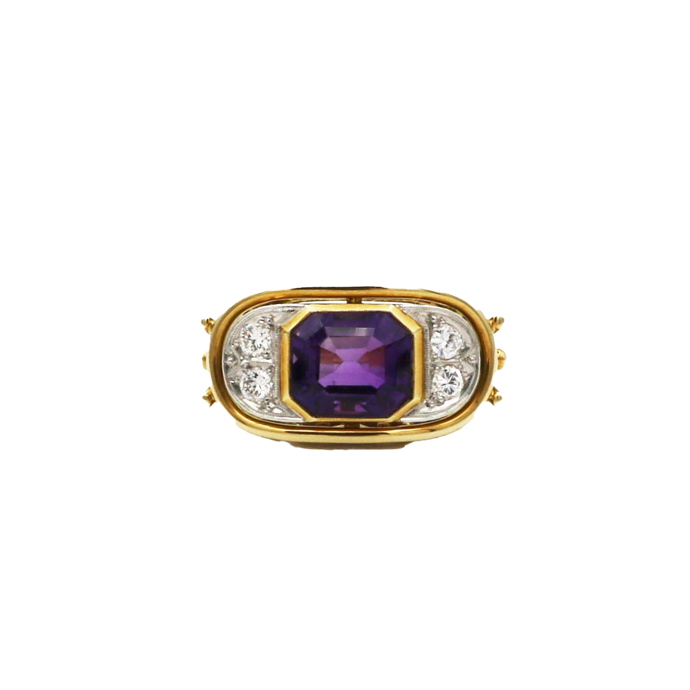 Amethyst Ring Gr.53 Gelbgold 750 / 18K mit ca. 0,24ct Diamanten