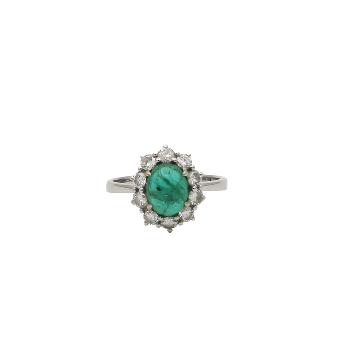 Smaragd Ring Gr.56 Weißgold 750 / 18K mit ca. 0,7ct Diamanten
