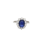 Saphir Ring Gr.55 Weißgold 750 / 18K mit ca. 1 ct Diamanten Vorschau