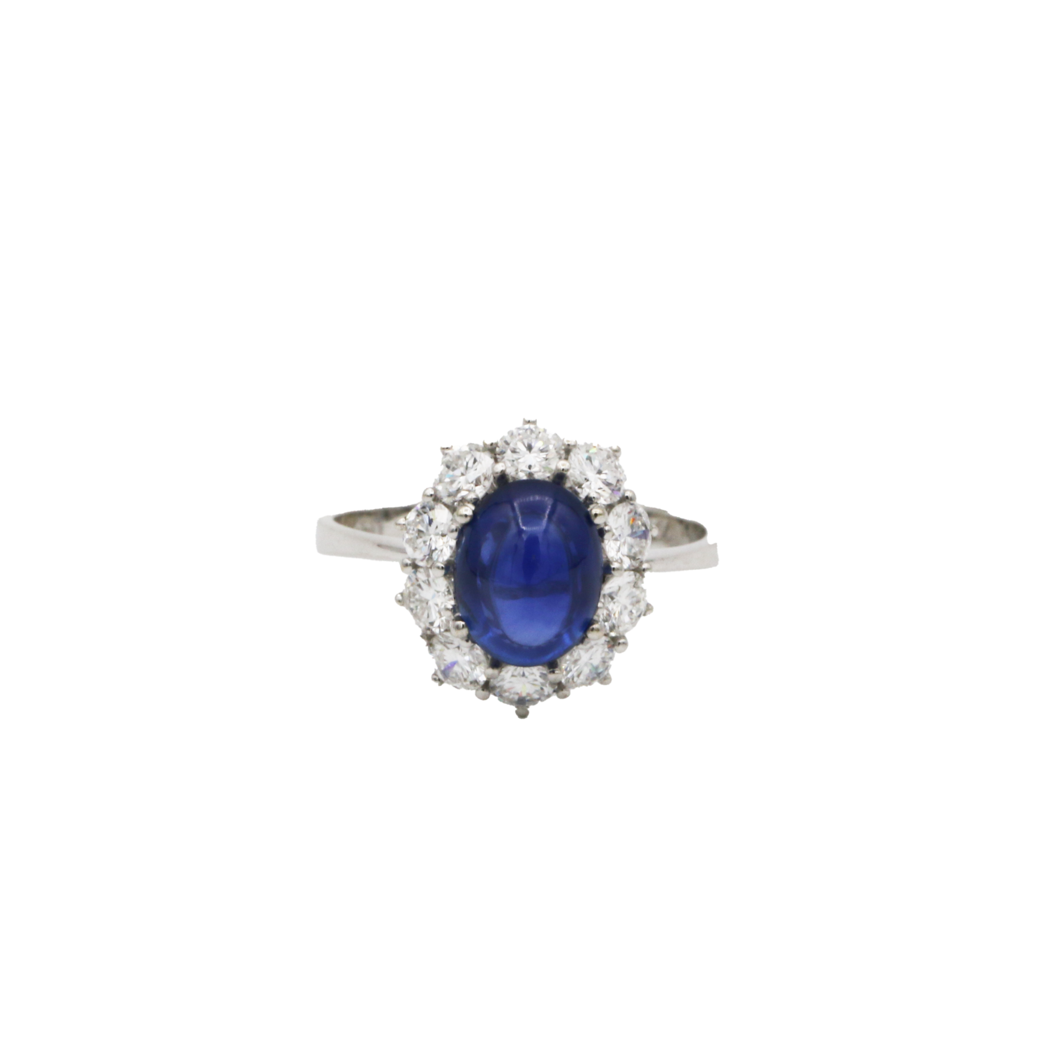 Saphir Ring Gr.55 Weißgold 750 / 18K mit ca. 1 ct Diamanten