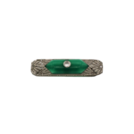 Art Deco Brosche Weißgold 585 / 14K mit Diamanten Onyx Chrysopras Wechselbar - Bild 4 Vorschau
