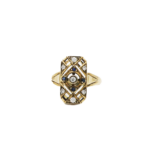 Art Deco Ring Gr.57,5 Gelbgold 585 / 14K mit Diamanten und Saphiren Vorschau