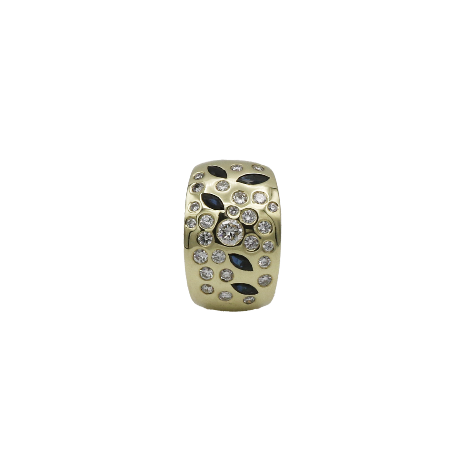 Ring Gr.56 Gelbgold 585 / 14K mit Diamanten und Saphiren - Bild 5