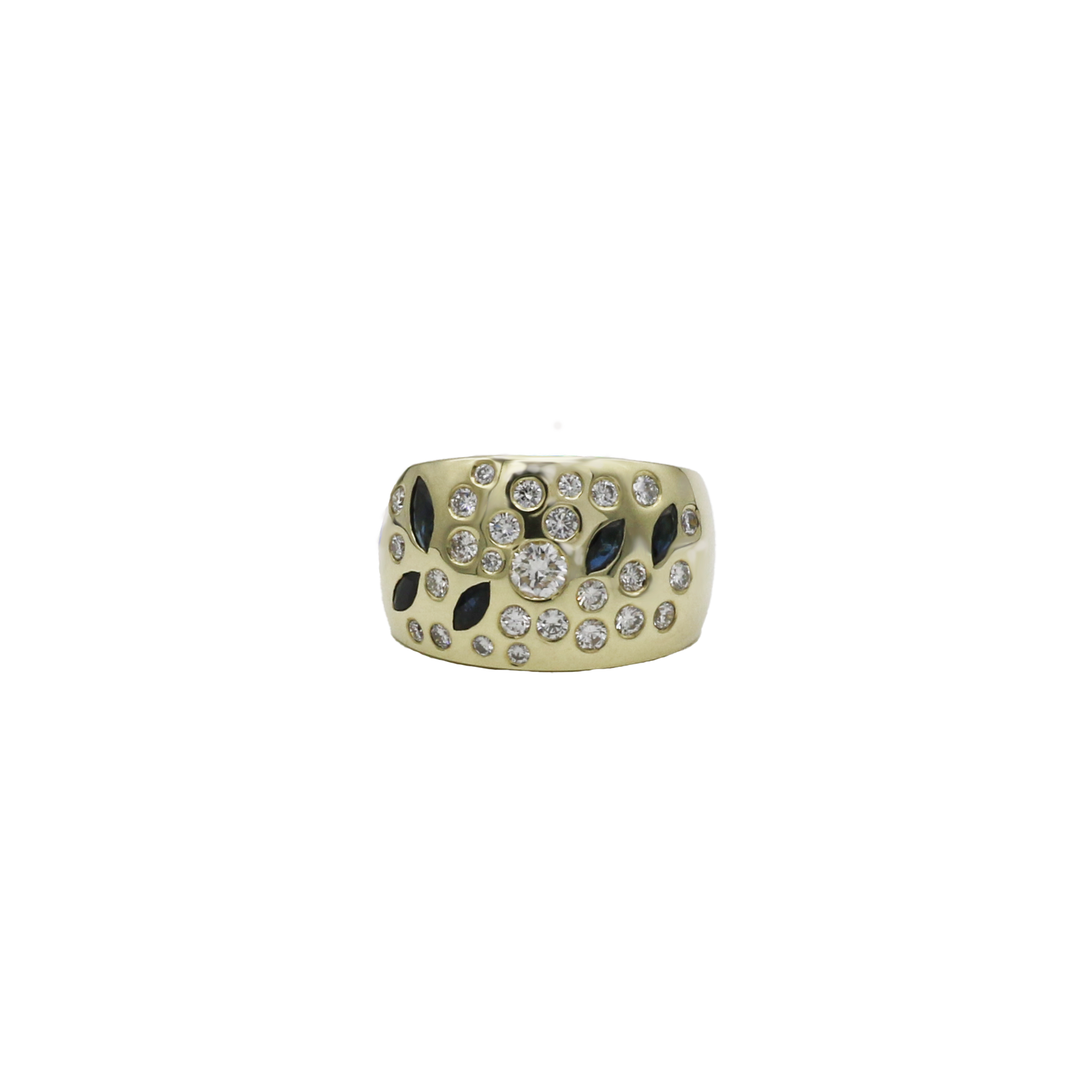 Ring Gr.56 Gelbgold 585 / 14K mit Diamanten und Saphiren