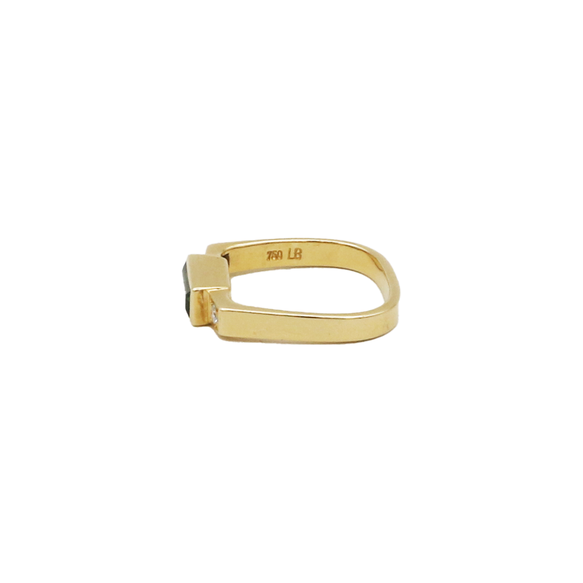 Turmalin Ring Gr.55 Gelbgold 750 / 18K mit 0,08ct Diamanten - Bild 2