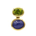 Peridot Tansanit Anhänger Gelbgold 750/18K. Vorschau