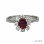 Diamant Ring Weißgold 750 / 18k 0,62ct. Rubin / 0,28ct. Brillanten - Bild 2 Vorschau