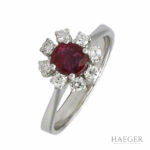 Diamant Ring Weißgold 750 / 18k 0,62ct. Rubin / 0,28ct. Brillanten Vorschau