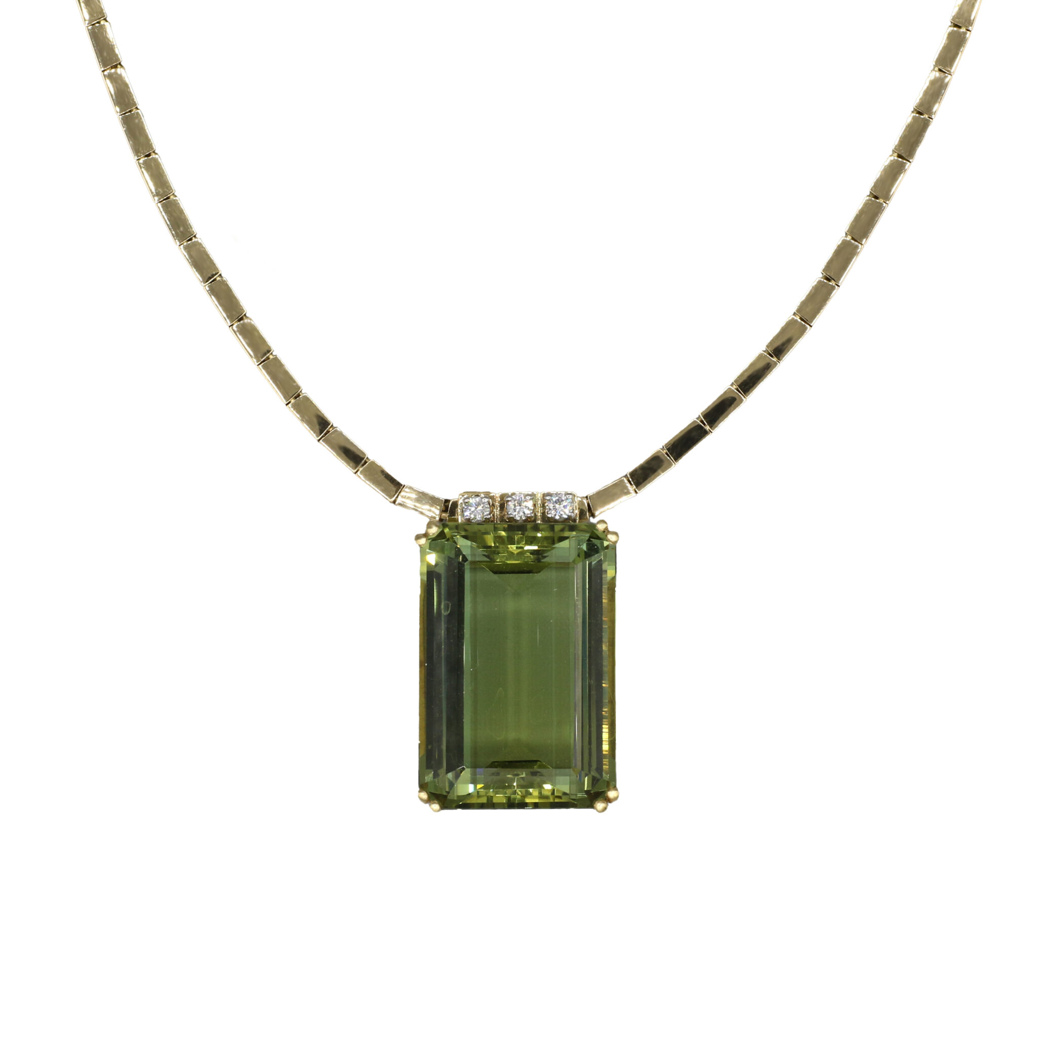 Diamant Beryll Collier Gelbgold 750/18K. ca. 65ct. 41cm